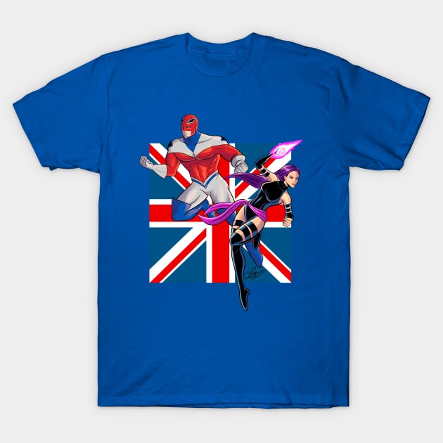 Captain Britain and Psylocke T-Shirt by sergetowers80